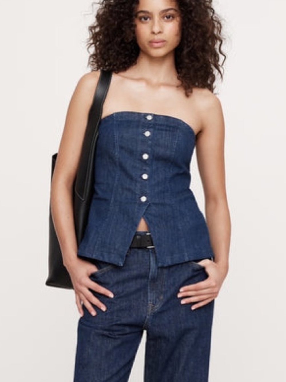 Dark Blue Denim Strapless Top, Sz10 NWT